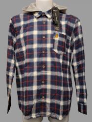 Brave Soul kockás férfi ing, kapucnis (kék-piros, hímzett zseb) (L méret)