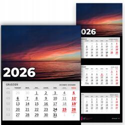 Plaka_TY Háromrészes Naptár 2026 Év Függő Irodai Fali Természet Óceán Minták (Kalendarz Ścienny 26 Ocean Mix Wzory)