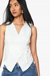 Boohoo Fehér Aszimmetrikus Mellény Ujjatlan Megkötővel Sima Boohoo 36