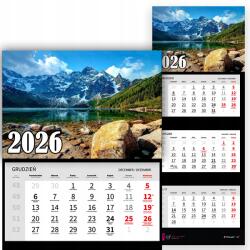  Háromrészes Irodai Falinaptár 2026 Tengeri Szem Kilátás Vegyes Minták (Kalendarz na Ścianę 2026 MORSKIE OKO WIDOK)