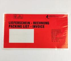 Csomagkísérő tasak, piros, feliratos, L/A 4, LD 100 db/csomag