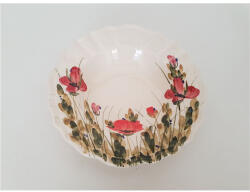 Vanilia Tele virágos mélytányér, pipacs, kerámia, kézzel festett-dia. 24x5cm (V-K-43-24)