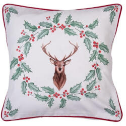 Clayre & Eef Párnahuzat 40x40cm, pamut, Holly Christmas - perfectodekor
