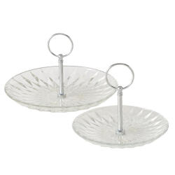 Boltze Home Collections Asztali kínáló 2 részes, üveg-fém, 15x12cm/20x12cm (2044532)