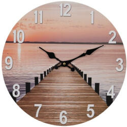 Clayre & Eef Fa falióra 34x4cm, vízpart stéggel