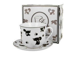 Duo Gift Porceláncsésze+alj, 450ml, dobozban, Koty Czarne