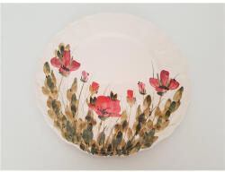 Vanilia Tele virágos lapostányér, pipacs, kerámia, kézzel festett-dia. 28, 5x1, 8cm (V-K-43-25)