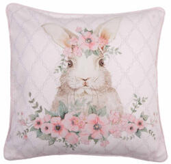 Clayre & Eef Párnahuzat 40x40cm, 100% pamut, Flower Easter Bunny
