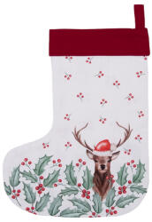 Clayre & Eef Kandallócsizma 30x40cm, pamut, Holly Christmas