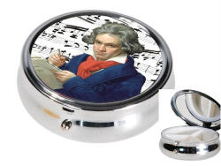 Fridolin Gyógyszeres fémdoboz 3 fakkos, 6x2, 1cm, Beethoven