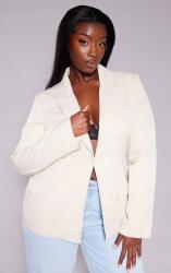 Prettylittlething Krémszínű Egysoros Hosszú Ujjú Plus Size Blézer Prettylittlething 46