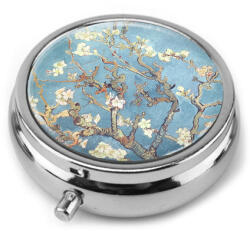 Fridolin Gyógyszeres fémdoboz 3 fakkos, 6x2, 1cm, Van Gogh: Mandulavirágzás