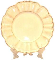 Vanilia Romantikus lapostányér natúr, kerámia, kézzel festett-dia28, 5x1, 8cm (V-K-27-25)