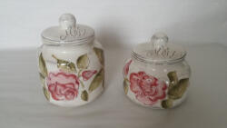 Vanilia Kerámia Domború mintás méztartó kicsi, csurgatóval, virágos bordó, kerámia, kézzel festett 5dl (V-K-30-30-01)