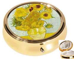 Fridolin Gyógyszeres fémdoboz 3 fakkos, 6x2, 1cm Van Gogh: Napraforgók