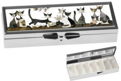 Fridolin Gyógyszeres fémdoboz 7 fakkos, 10x1, 8x3cm, Wachtmeister: Cats Sepia
