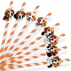 Papír Szívószál Szülinapi Dekoráció Kutya Fajta Beagle 8 db (SŁOMKI LEGAL NR 8)