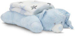 Lorelli Poffy Duo takaró 75x90 cm párnával 45x30 cm - White Blue Teddy Bear - aprotalpak