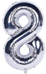  8-as Szám Óriás Fólia Lufi Ezüst 105cm