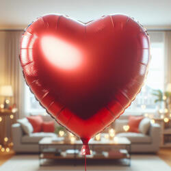  Szív alakú piros fólia lufi 45cm