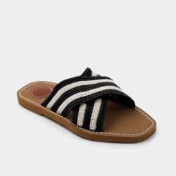 Wheres That From Сандали Wheres That From Women's Woven Flat Sandals - Black
