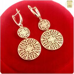 Golden Celebrity Aranyozott Sebészeti Acél Fülbevaló Görög Mintás Lógós, Látványos (vx3)