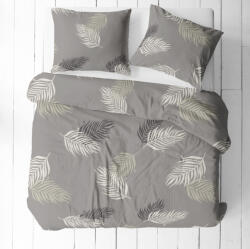  3 részes pamut ágynemű kispárnahuzattal - 140x200 cm szürke alapon pálma levél mintás
