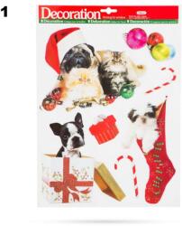 Family Collection Karácsonyi ablakmatrica szett - háziállatos, glitteres - 2 féle (GL719)