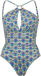 Biba Бански костюм Biba Women's Plunge Swimsuit - Deco Fan Print