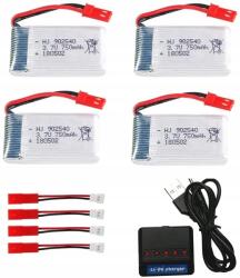 Yunique 4 db akkumulátor 3, 7 V 750 mAh Mjx X300C X400