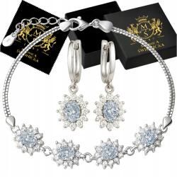 Mennica Świdnicka Ezüst szett Fülbevaló és Karkötő Cirkóniákkal Ezüst 925 Ajándék