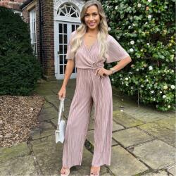AX Paris Фланелка с къс ръкав AX Paris Wrap Top Short Sleeve Plisse Jumpsuit - Taupe