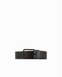 Armani Exchange Колан Armani Exchange Men's Tongue Leather Belt - Black/Grey