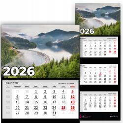 Plaka_TY Háromrészes Naptár 2026 Irodai Év Falra Akasztható Természet Gát Minták (Kalendarz Ścienny 26 Tama Wzory)