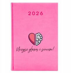 FunnyCase Naptár Rózsaszín A5 2026 Pedagógusnapi Ajándék Fejjel és Szívvel Tanítasz (Kalendarz Różowy Uczysz Głową I Sercem)