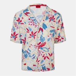 HUGO BOSS Риза с къс ръкав Hugo Men's Beach Short Sleeve Relaxed Fit Shirt - White AOP 103