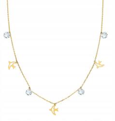 Goldmi Arany Nyaklánc Fecskék Fehér Strassz Choker PR. 585 (ZNJASKOLKIIBIAŁECYRKONIEPR585)