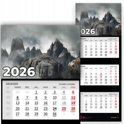 Plaka_TY Háromrészes Naptár 2026-re Függő Irodai Fali Természet Hegyek (Kalendarz Ścienny 26 Góry Mix Wzory)