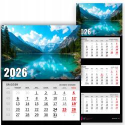  Háromrészes Fali Naptár 2026 Irodai Év Függő Természet Tó Wz (Kalendarz Naścienny 2026 Jezioro Wzory)