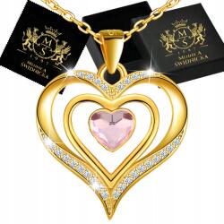 Mennica Świdnicka Nyaklánc Arany Ezüst 925 Szív medál Ajándék Strassz