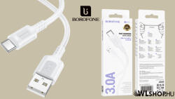 BOROFONE USB-A/USB-C adat/töltőkábel 1m 3A Borofone Feliz BX111 - Fehér (BX111a-02)