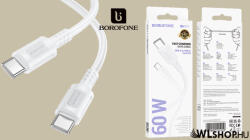 BOROFONE USB-C/USB-C adat/töltőkábel 1m 3A 60W Borofone Feliz BX111 - Fehér (BX111cc-02)