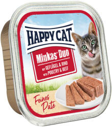 Happy Cat Minkas duo, desszert pástétom, csirke és marhahús, 100g