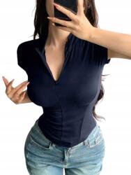 Shein Fekete Elasztikus Blúz Cipzárral És Állógallérral M 1EI (sz2402238648719848)