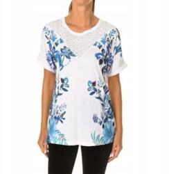 Desigual Fehér Póló Print Kék (M) (585591)