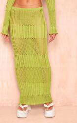 Prettylittlething Zöld Egyenes Horgolt Maxi Szoknya Gumis Prettylittlething S