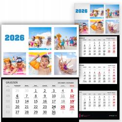  Háromrészes Naptár 2026 Irodai Év Falra Akasztható 5 Kép Minták (Kalendarz 2026 Rok5 Zdjęć Mix Wz)