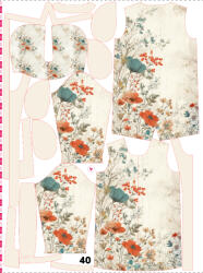 Takoy Panou cu croială 40 pentru geacă softshell damă peisaj floral vintage