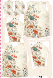 Takoy Panou cu croială 48 pentru geacă softshell damă peisaj floral vintage