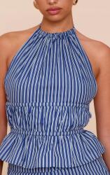 Prettylittlething Sötétkék Csíkos Nyakú Felső Nyitott Hátrésszel Prettylittlething 36